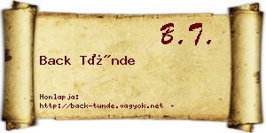 Back Tünde névjegykártya